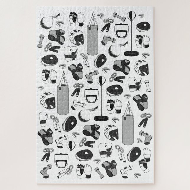 Martial Arts Pattern (black and white) Jigsaw Puzzle (Vertical)