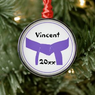 Martial Arts Purple Belt Metal Ornament