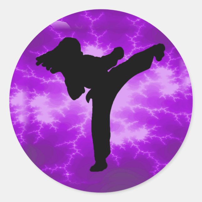 Martial Arts Purple Lightning Girl Classic Round Sticker (Front)