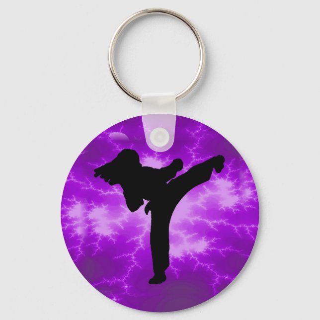 Martial Arts Purple Lightning Girl Keychain (Front)
