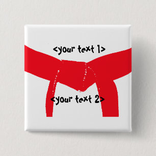 Martial Arts Red Belt 2 Inch Square Button