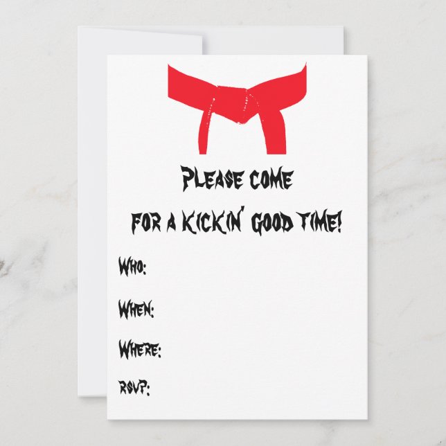 Martial Arts Red Belt Birthday Party Invitation (Front)