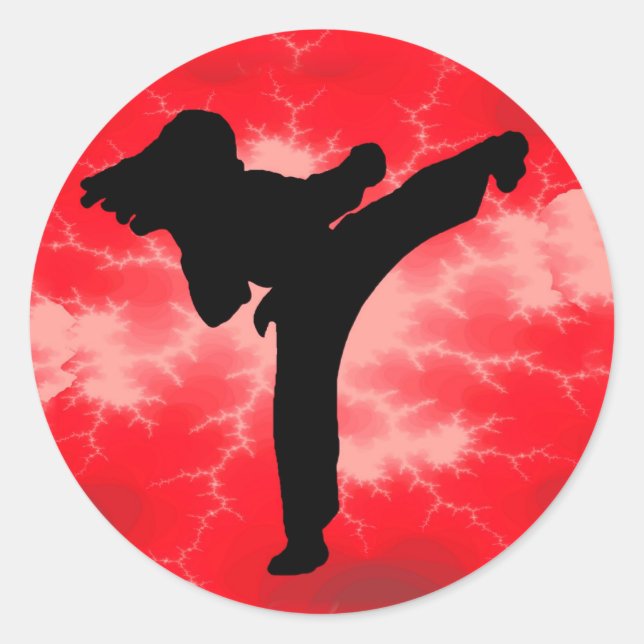 Martial Arts Red Lightning woman Classic Round Sticker (Front)