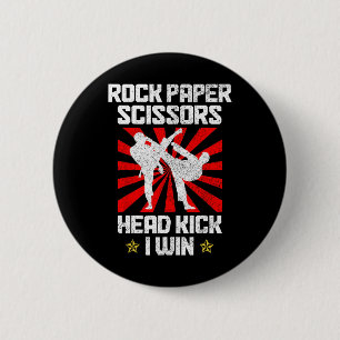 Martial Arts Rock Paper Scissors Taekwondo Karate  2 Inch Round Button