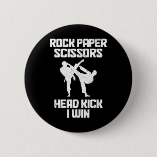 Martial Arts Rock Paper Scissors Taekwondo Karate  2 Inch Round Button