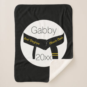 Martial Arts Second Degree Black Belt Sherpa Blanket