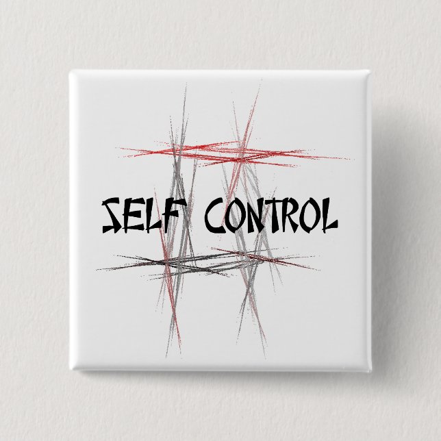 Martial Arts Self Control 2 Inch Square Button (Front)