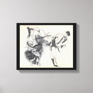 Martial Arts Side Kick Sketch Drawing Canvas Print