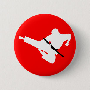 martial arts silhouette 2 inch round button