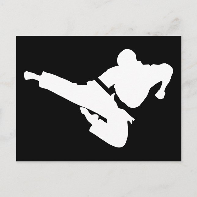 martial arts silhouette postcard (Front)