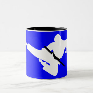 martial arts silhouette Two-Tone coffee mug