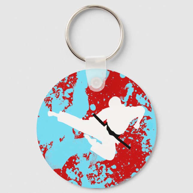 martial arts silhouettesfists of fire. keychain (Front)