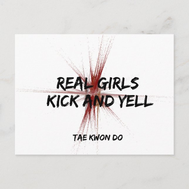 Martial Arts Taekwondo Girls Kick and Yellow Postcard (Front)