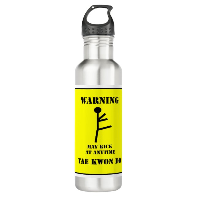 Martial Arts Taekwondo Kick Warning 710 Ml Water Bottle (Front)
