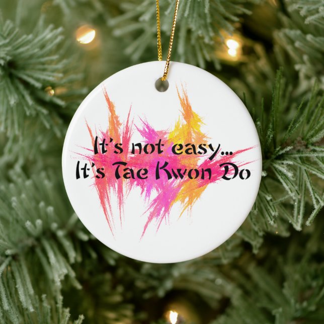 Martial Arts Taekwondo Pink and Orange Ceramic Ornament (Tree)
