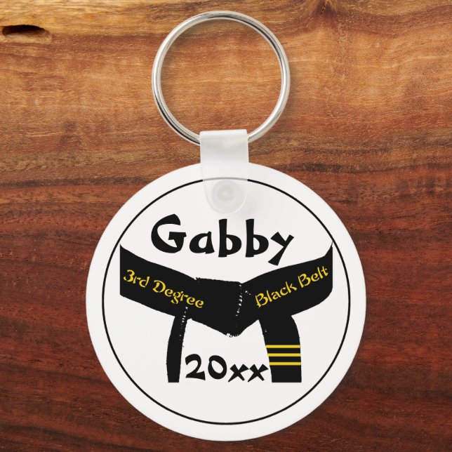 Martial Arts Third Degree Black Belt Keychain (Front)