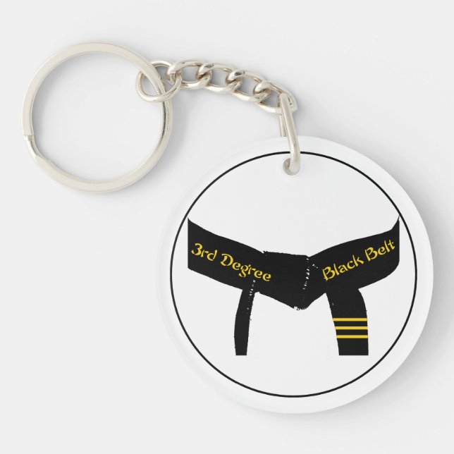 Martial Arts Third Degree Black Belt Photo Keychain (Front)