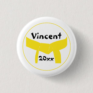 Martial Arts Yellow Belt 1 Inch Round Button