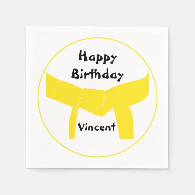 Martial Arts Yellow Belt Birthday Napkin (Front)