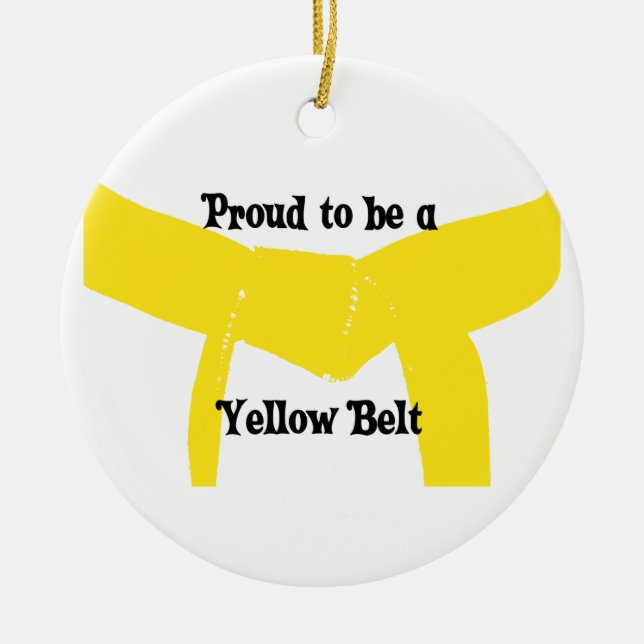 Martial Arts Yellow Belt Proud Ceramic Ornament (Front)