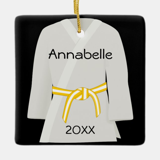 Martial Arts Yellow White Belt Ornament (Front)