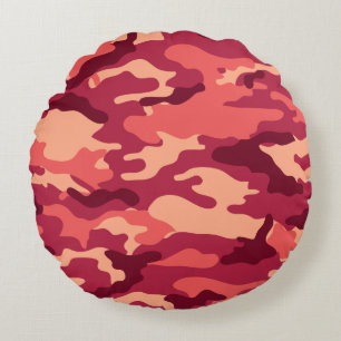 MARTIAN DESERT CAMO / CAMOUFLAGE DAZZLE PATTERN ROUND PILLOW