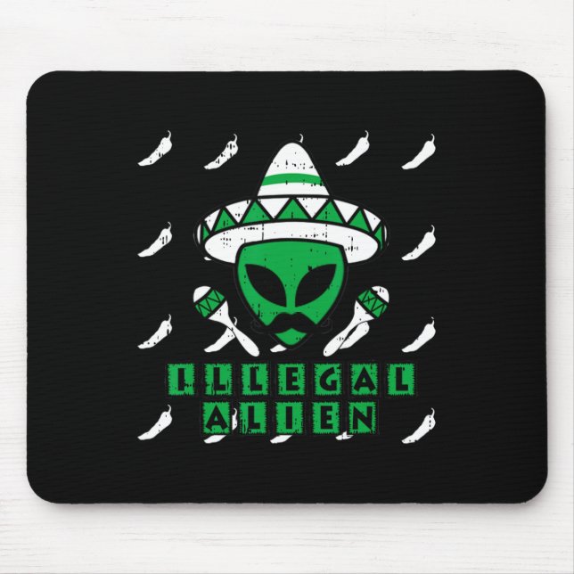 Martian Illegal Alien Mexican Area-51 Fun Hallowee Mouse Pad (Front)