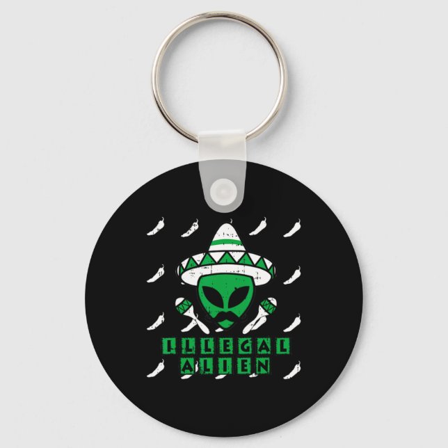 Martian Illegal Alien Mexican Area-51 Funny Hallow Keychain (Front)