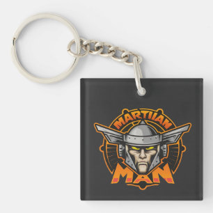 Martian Man Futuristic Logo Art Keychain