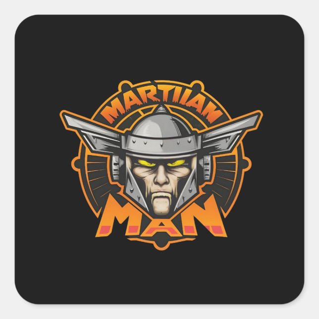 Martian Man Futuristic Logo Art Square Sticker (Front)
