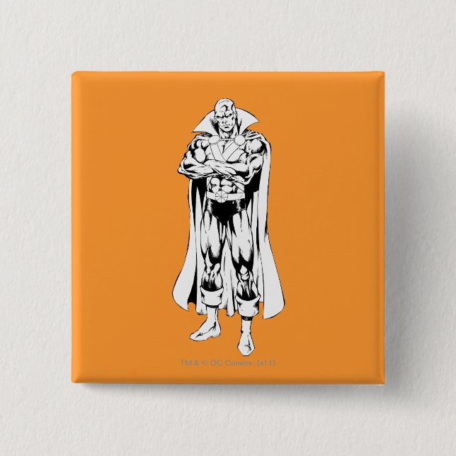 Martian Manhunter Standing Outline 2 Inch Square Button (Front)