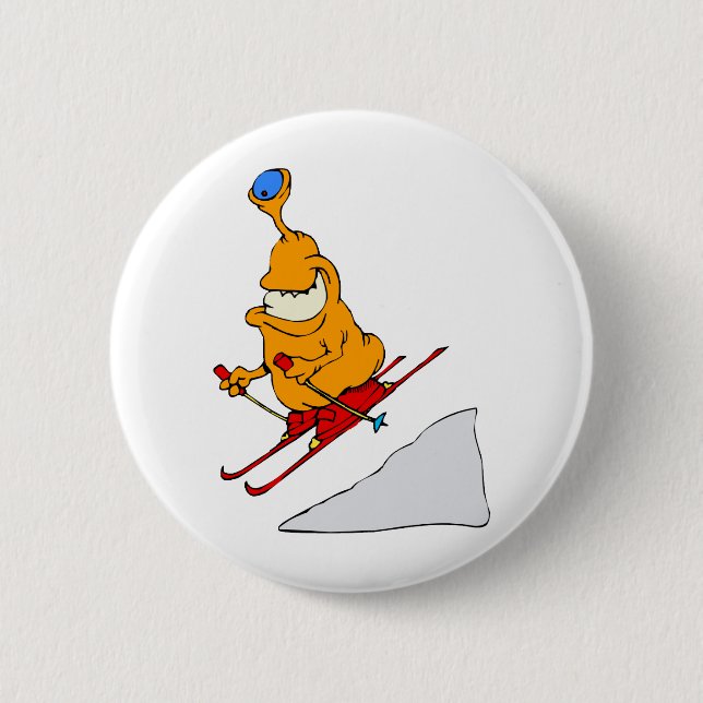 Martian Skier 2 Inch Round Button (Front)