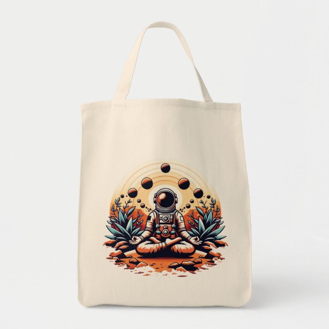 Martian Zen: Astronaut's Tranquility Tote Bag (Front)