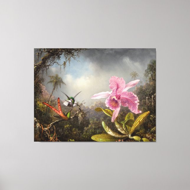 MARTIN J. HEADE Orchid with Two Hummingbirds 1871 Canvas Print (Front)