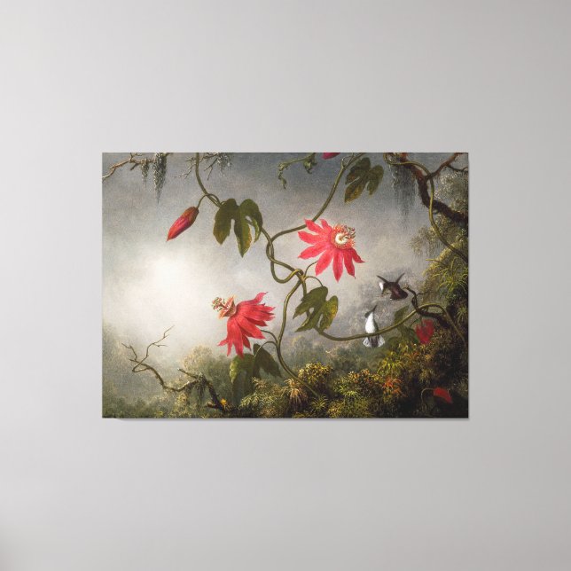 MARTIN J. HEADE - Passion Flowers and Hummingbirds Canvas Print (Front)