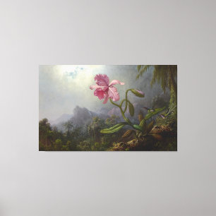 MARTIN J. HEADE - Two Hummingbirds with an Orchid  Canvas Print
