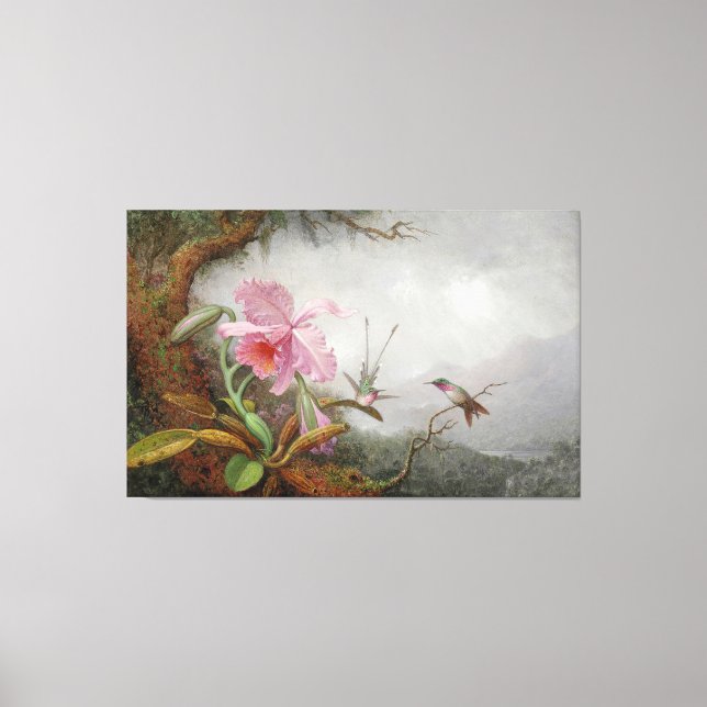 MARTIN JOHNSON HEADE - Hummingbirds and Orchids -  Canvas Print (Front)