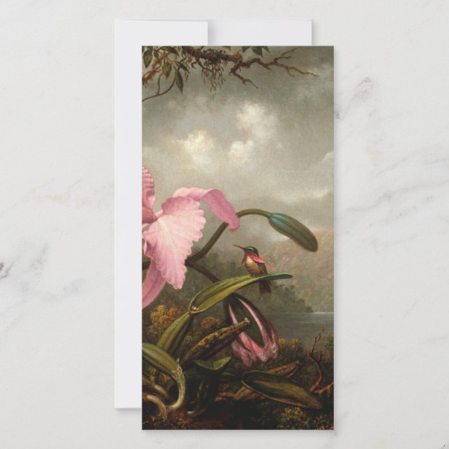 Martin Johnson Heade - Orchid And Hummingbird Holiday Card (Front)