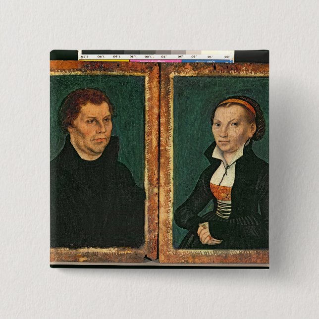 Martin Luther, Katharina von Bora, c.1526 2 Inch Square Button (Front)