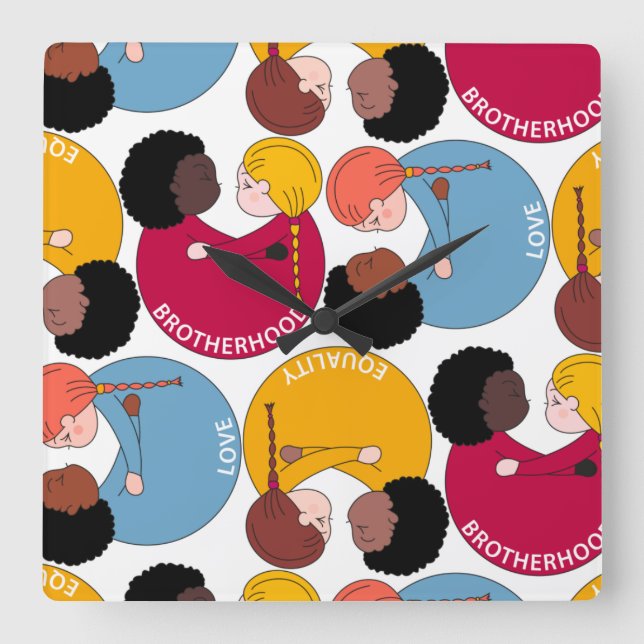 Martin Luther King day, equality & brotherhood Square Wall Clock (Front)