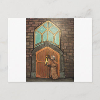 Martin Luther nails rubber chicken to church door Postcard