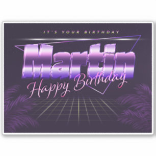 Martin Name Vorname lila retro Sticker Geburtstag