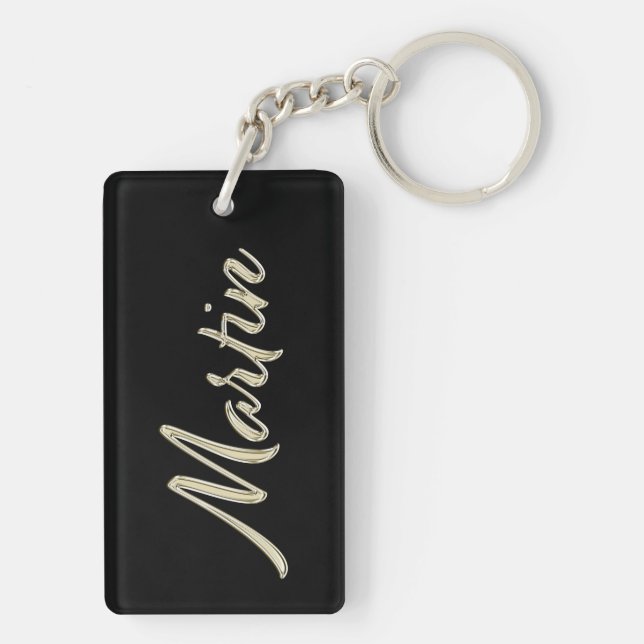 Martin Name whitegold key trailer Keychain (Back)