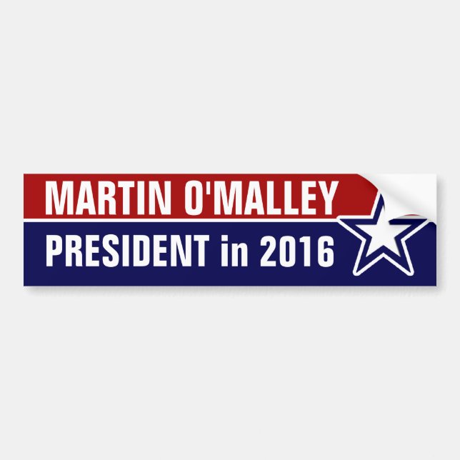 Martin O'Malley in 2016 Bumper Sticker (Front)