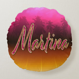 Martina Vorname Name golden pink Kissen Round Pillow