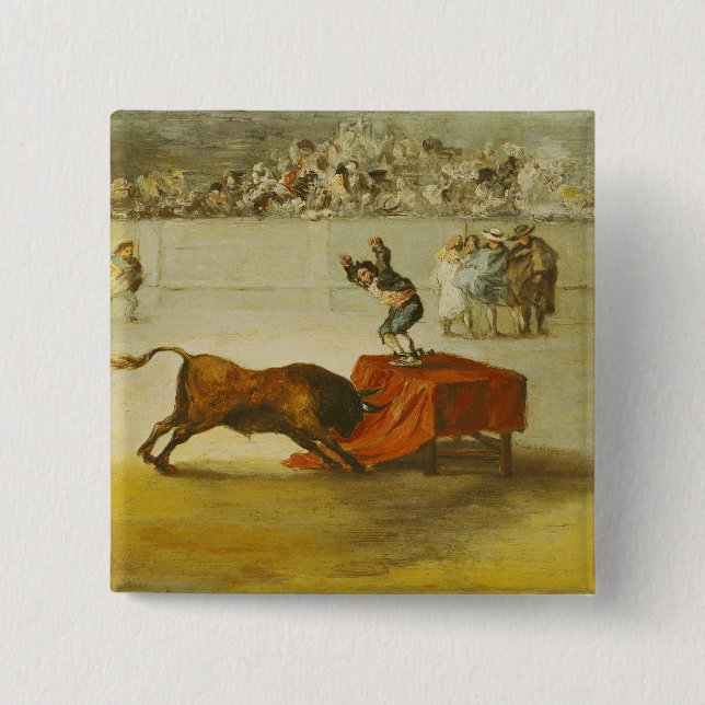 Martincho's Other Folly in the Bull Ring 2 Inch Square Button (Front)