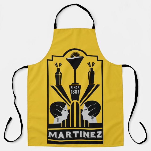 Martinez Cocktail Art Deco Apron (Front)