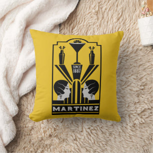 Martinez Cocktail Art Deco Throw Pillow