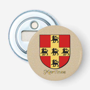 Martinez Heraldic Arms on Parchment Style Back Bottle Opener