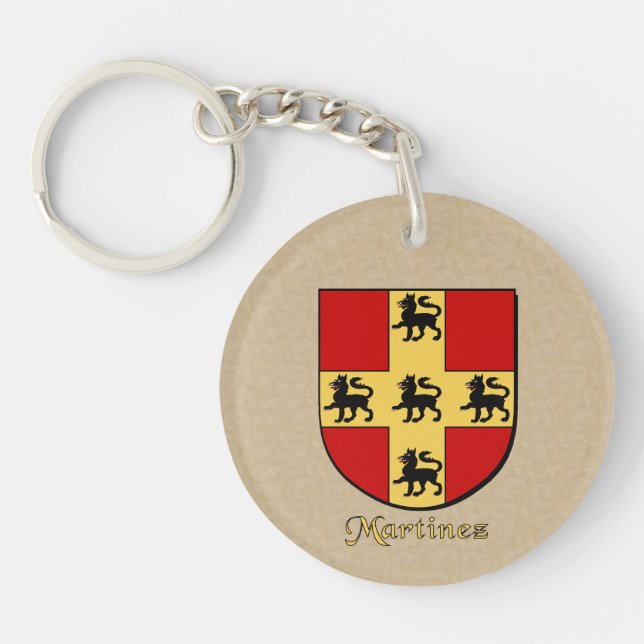 Martinez Historical Shield with Flag of Mexico Keychain (Front)